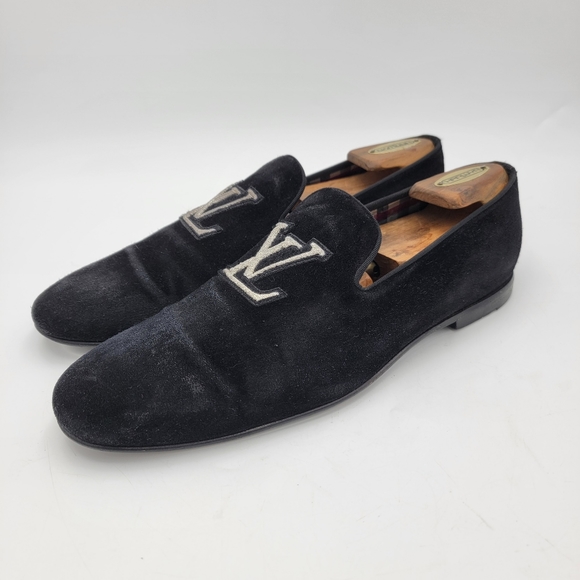 Louis Vuitton Suede Monogram Black Loafer LV size 9 US 9.5 Authentic - Picture 3 of 11